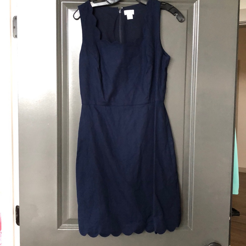 J Crew Navy Scalloped Dress size 4